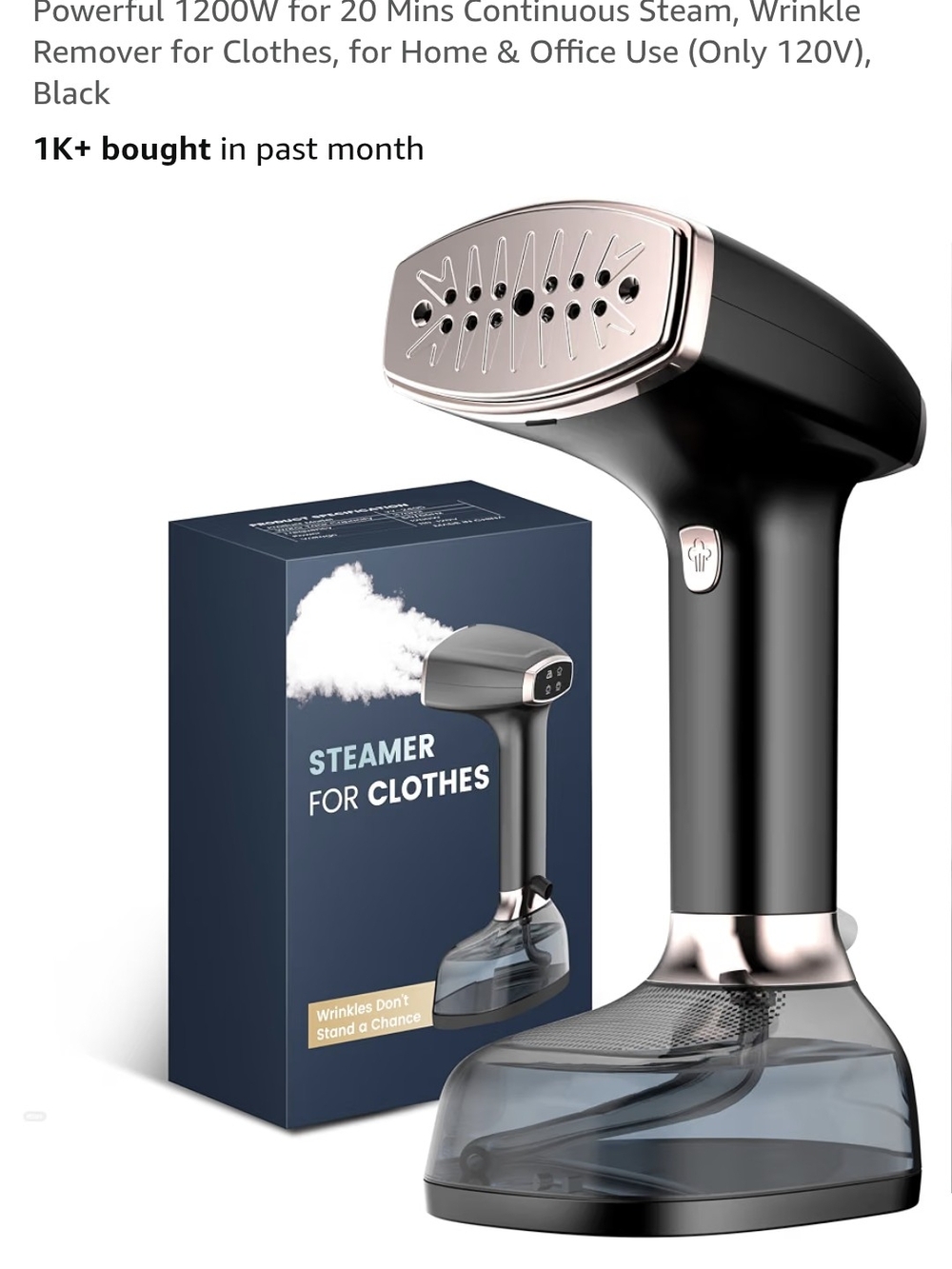 Handheld Garment Steamer - Black/Rose Gold